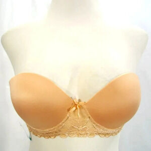 36C Felina 90774 Padded Push Up Strapless Underwire Bra Nude WITH CLEAR STRAPS N